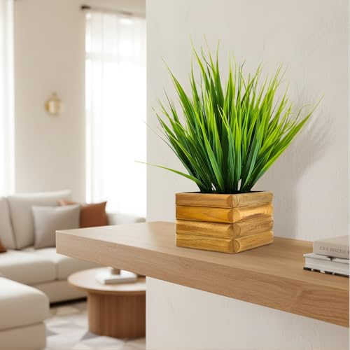 fancymart Artificial Wild Grass in Wooden Pot Perfect Potted Decoration for Home Living Room & Office Spaces Height - 29cm… - Image 3