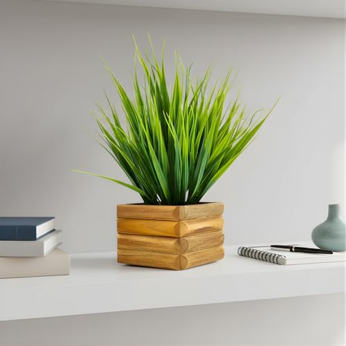 fancymart Artificial Wild Grass in Wooden Pot Perfect Potted Decoration for Home Living Room & Office Spaces Height - 29cm… - Image 2