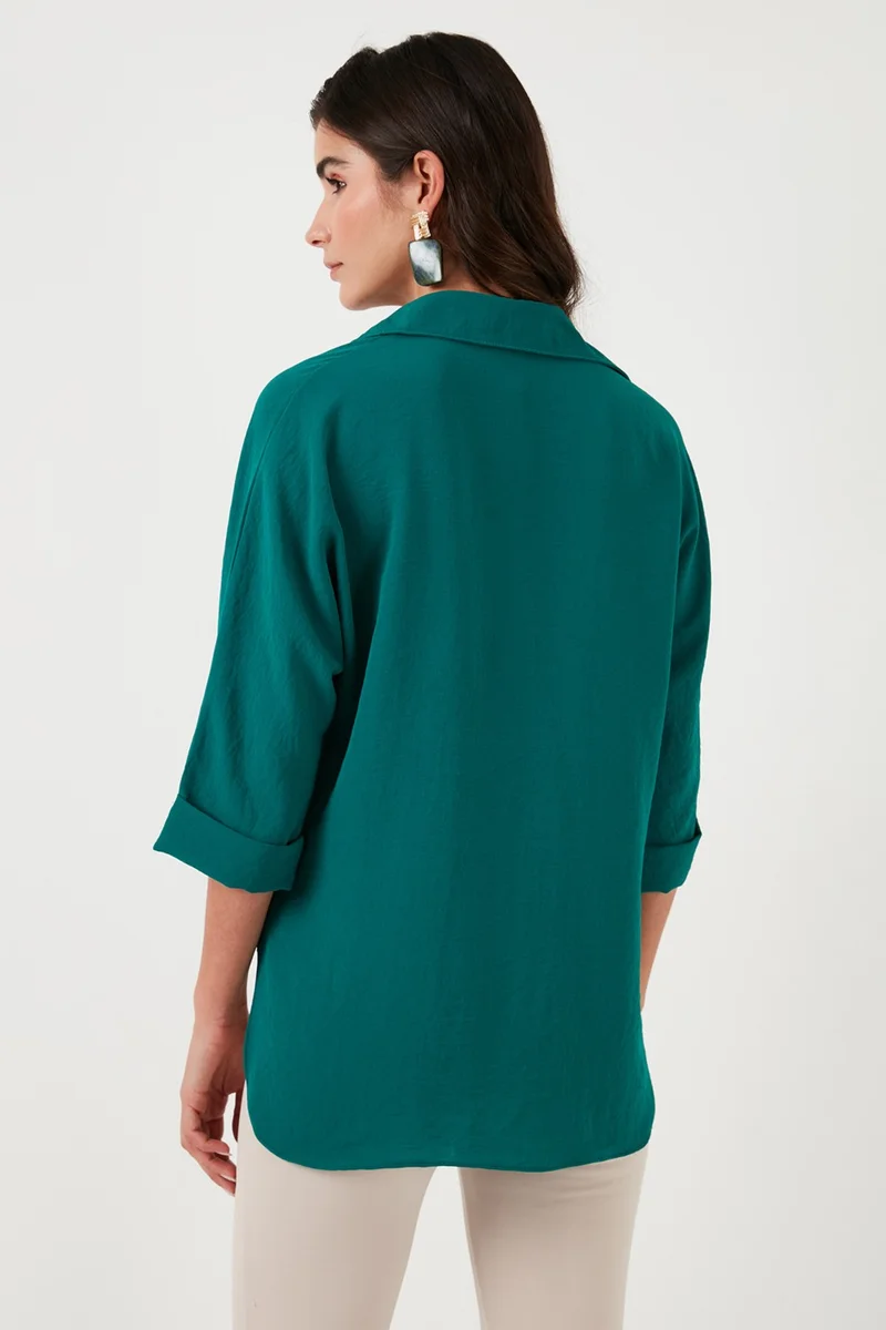ليلا Relaxed Fit Three Quarter Sleeve Long Back Shirt Women's Shirt 67033392S4