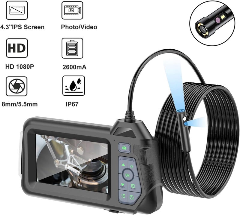 Borescope Camera, 1080P IP67 ABS Length 16.4 for Car Repair - Image 2