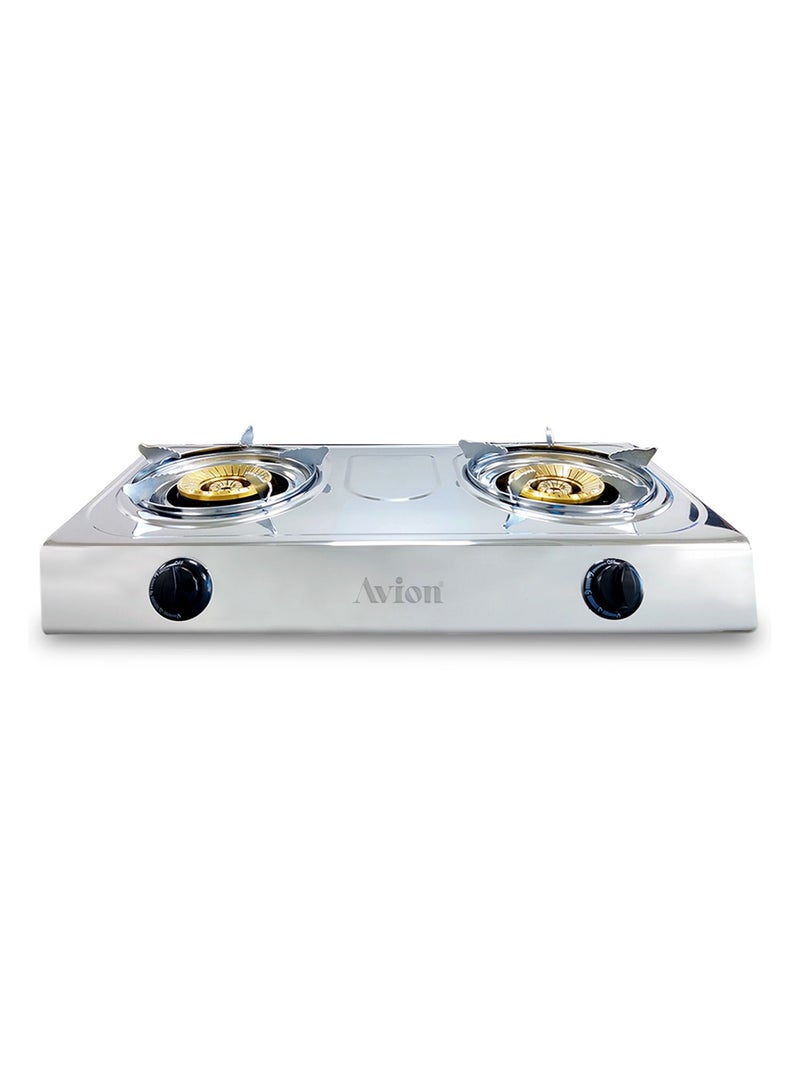 Avion Double Burner Gas Stove |Durable Brass Burner Cap | Auto Ignition - Image 1