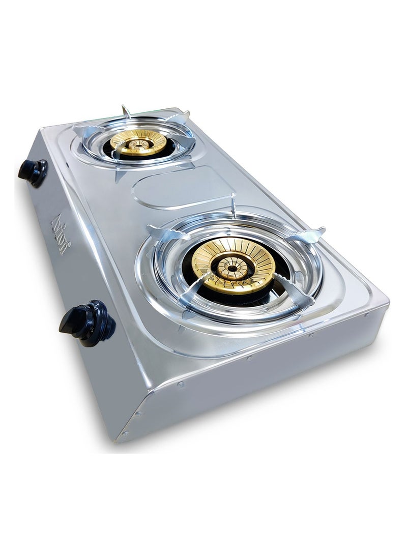 Avion Double Burner Gas Stove |Durable Brass Burner Cap | Auto Ignition - Image 2