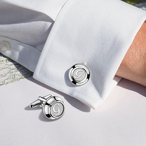 AMITER 26 Letters Cufflinks for Men, Initial Cuff Links Tuxedo Shirt Studs for Business, Wedding, Anniversary - Image 2