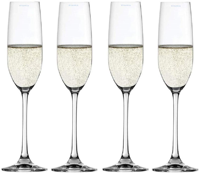 SYANKA Italian Premium Champagne Flutes Glasses Set of 4, 170 ML, Ideal for Classic Champagne, Sparkling White or Red Wine Glass, Cocktail - Image 3