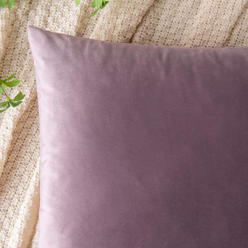 EMEMA Pack of 2 Velvet Pillow Covers Decorative Square Pillowcase Soft Solid Cushion Case for Sofa Bedroom Car 16x16 Inch Pink Purple - Image 2