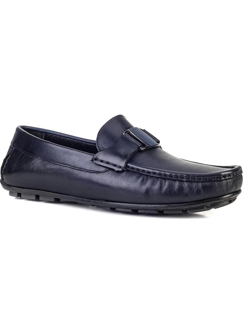 Cabani Special Design Blue Comfort Men's Leather Loafer Shoes 010M8332 Navy Blue