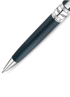 POLICE Serif.2 Blue Stainless Steel Textured Pen with Silver Trims and Blue Ink  - Image 3
