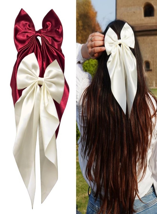 PRITASHA Hair Bows For Women, Bow Clips For Women - Barette Hair Clip - Hair Bow Clips for Women and Girls, Cute Hair Accessories For Girls (PACK OF 3(RED,WHITE,BLACK)) - Image 3