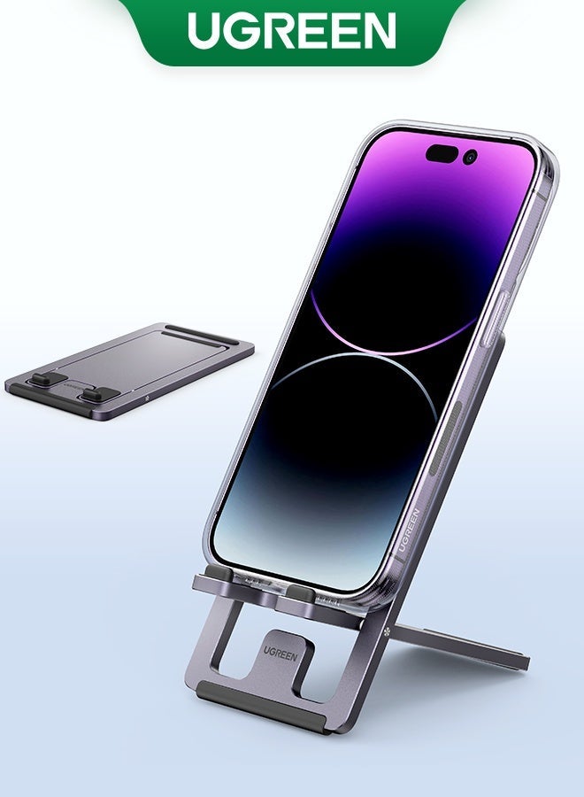 Ugreen Cell Phone Stand, Portable Mobile Phone Holder, Adjustable iPhone Stand For Desk, Foldable View Angle Stand, Stable Alloy Metal Mobile Stand, Compatible With iPhone 17/16, Galaxy S26/S25 Series Sliver - Image 1