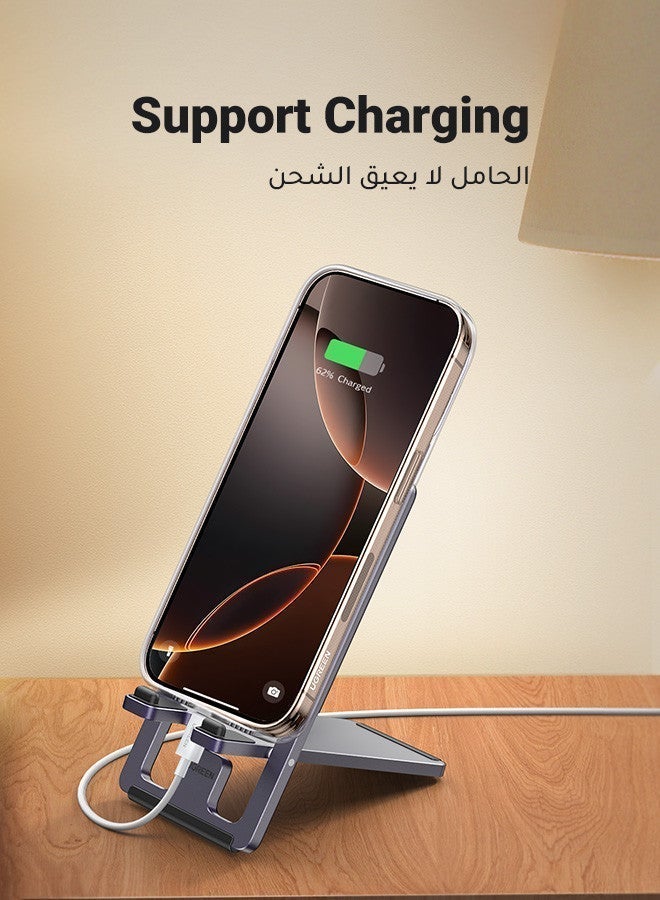 Ugreen Cell Phone Stand, Portable Mobile Phone Holder, Adjustable iPhone Stand For Desk, Foldable View Angle Stand, Stable Alloy Metal Mobile Stand, Compatible With iPhone 17/16, Galaxy S26/S25 Series Sliver - Image 4