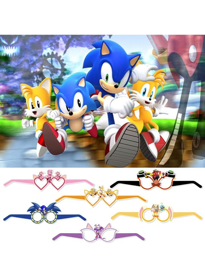 Sonic Paper Glasses - 12pcs Sonic Party Favors Paper Eyeglasses, Sonic Theme Paper Party Glasses for Sonic Photo Booth Props or Sonic Birthday Decoration Supplies - Image 4