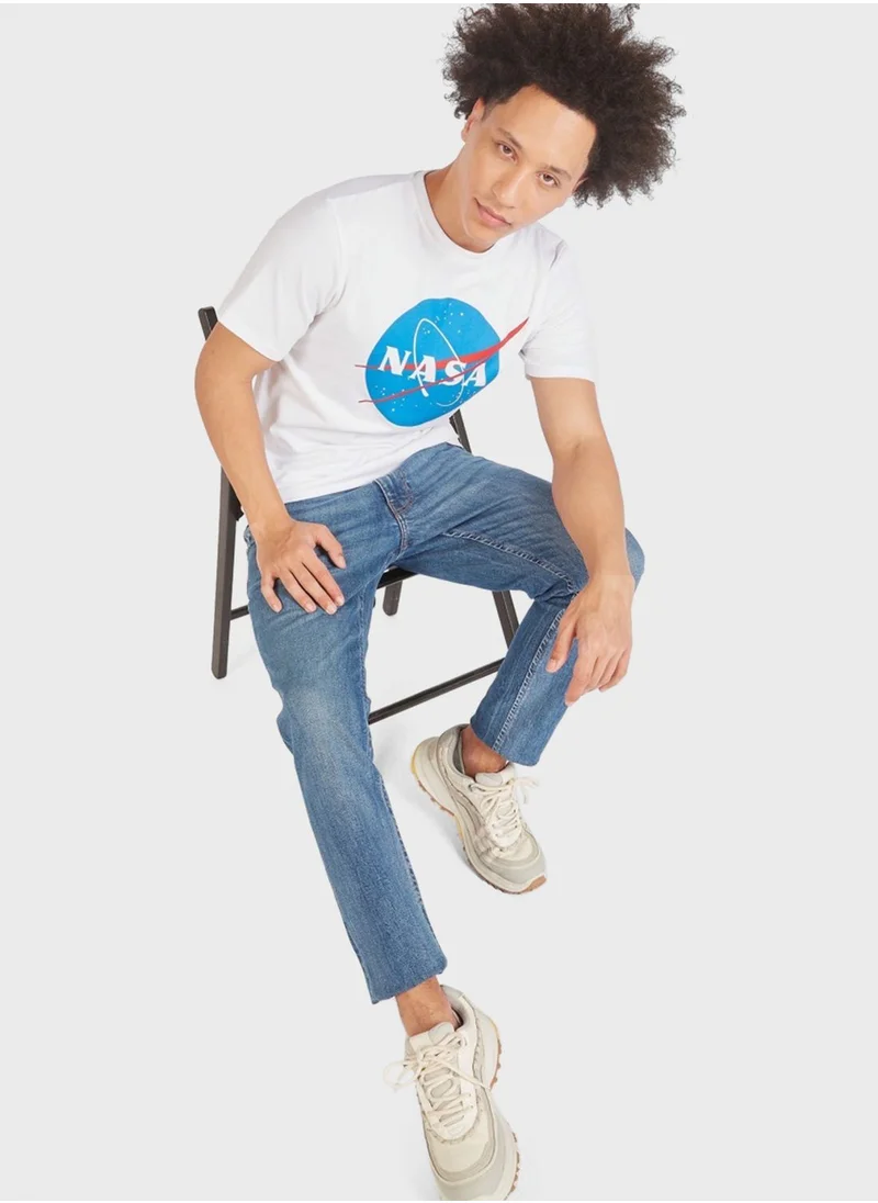 اس بي كاركترز Nasa Print Crew Neck T-Shirt