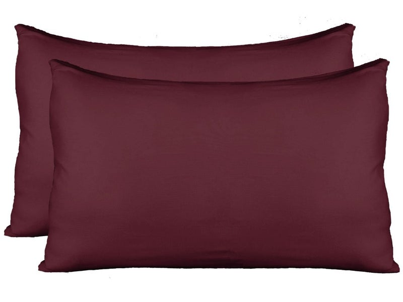 AUCOCU Extra Soft Jersey Knit Pillow Cases Standard Size with Hidden Zipper Soft Than Cotton Pack of 2 Wine 
