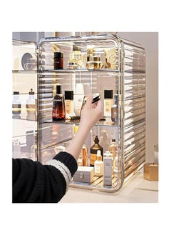 HOOKOR Makeup Storage Organizer,Large Capactiy Perfume Skincare Organizer with Divider,3 Layer Dustproof Cosmetic Display Cases with Magnetic Door for Vanity,Skincare,Bathroom Countertop (Grey)  - Image 4