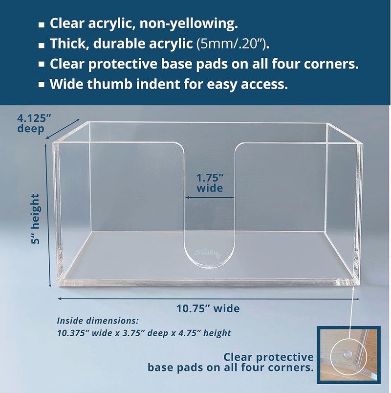 Sicily Acrylic Paper Towel Holder (5mm Acrylic) Paper Towel Dispenser Countertop-Bathroom, Kitchen (10.75”W x 4.125”D x 5”H) Napkin Holder-Tri-fold Disposable Napkins Home, Restaurant - Image 3