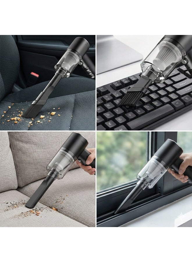 3 in 1 Car Vacuum Cleaner, Portable Mini Handheld Vacuum with Strong Suction for Car and Home Cleaning, Rechargeable USB Vacuum Cleaner with Blow and Suction, Multi Nozzle - Image 2