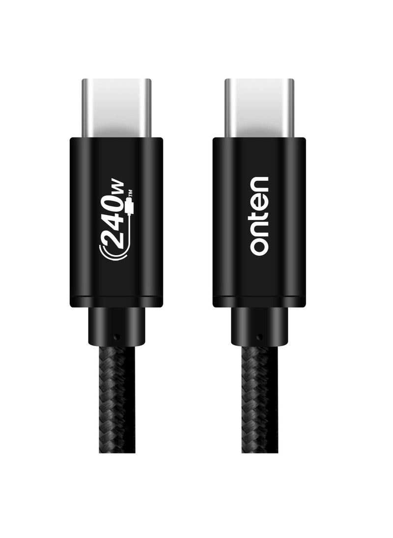 onten OTN-CC201 480Mbps Super Fast Charging Data Cable Type C to Type C PD240WFast charging data cable  - Image 1
