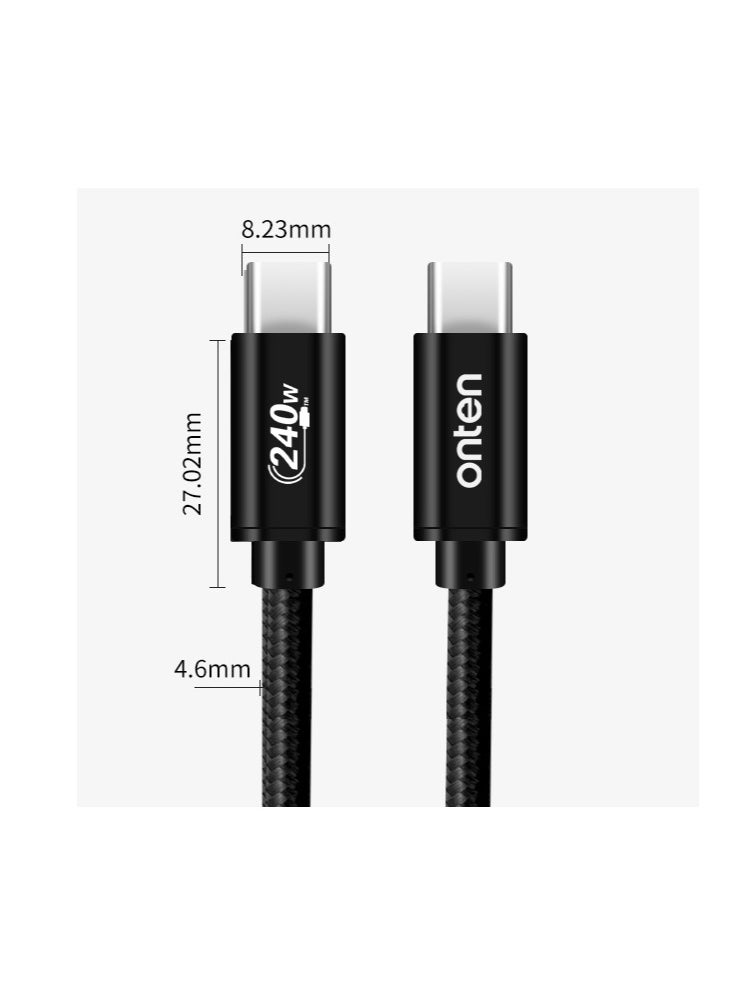 onten OTN-CC201 480Mbps Super Fast Charging Data Cable Type C to Type C PD240WFast charging data cable  - Image 5