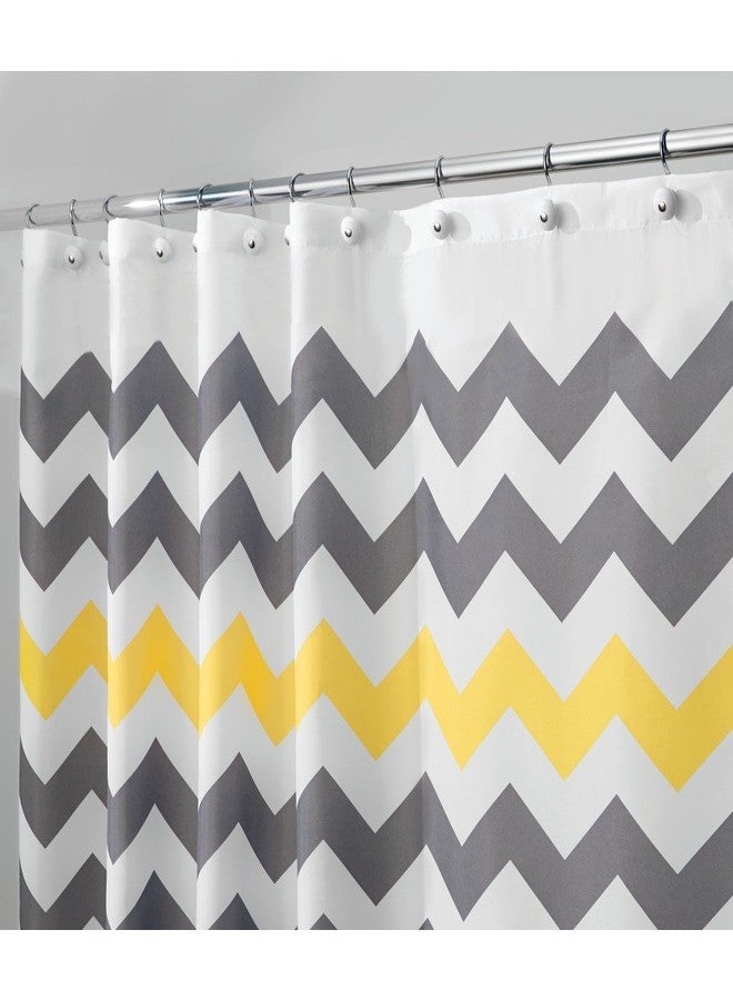 InterDesign iDesign Chevron Stall Size Fabric Bathroom Shower Curtain - 54" x 78", Gray/Yellow - Image 2