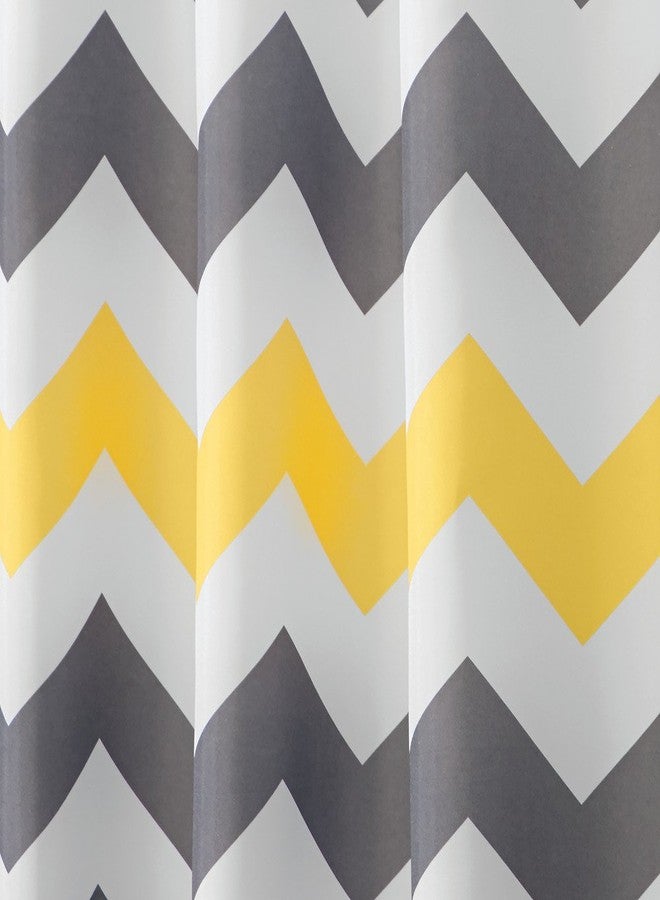 InterDesign iDesign Chevron Stall Size Fabric Bathroom Shower Curtain - 54" x 78", Gray/Yellow - Image 3