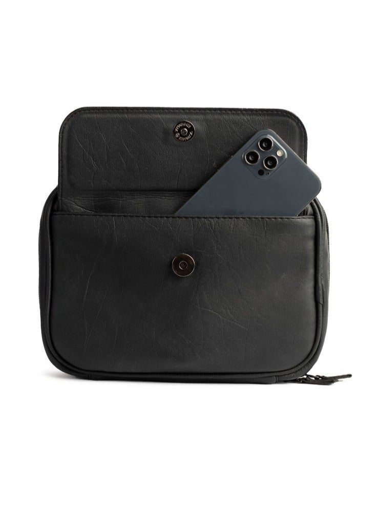 Ar supply AR Pouch by Arij Bags | Small Hand Pouch for Mobile Phones and Accessories, Lightweight Daily Use Design, Main Pocket, 6 Card Slots, Multiple Inner Pockets and Quick Access Outer Pocket (22 × 17 × 5 cm) (Black) - Image 2