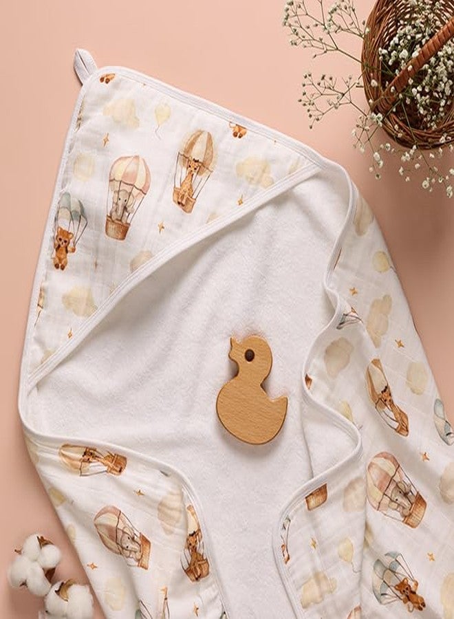 Cugo Snuggly Hooded Baby Towel (Hot Air Balloon) – Soft & Absorbent, Perfect for Newborns | Baby Essentials - Image 2