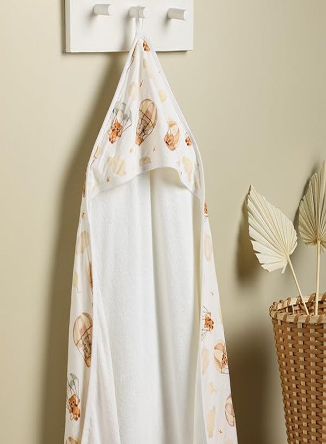 Cugo Snuggly Hooded Baby Towel (Hot Air Balloon) – Soft & Absorbent, Perfect for Newborns | Baby Essentials - Image 1