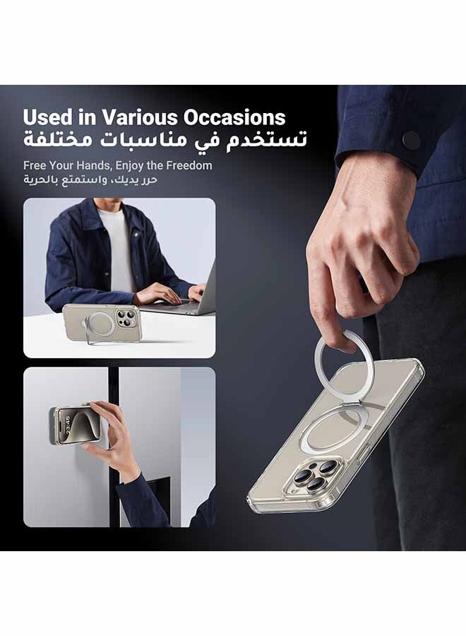 يو جرين جراب أيفون 15 برو ماج سيف مع حامل, حماية من السقوط من الدرجة العسكرية, شفافة كريستالية مضادة للاصفرار, مناسبة لأي لون أيفون, حافظة حماية كاملة مغناطيسية رفيعة لهاتف أيفون 15 برو 6.1 بوصة - Image 3