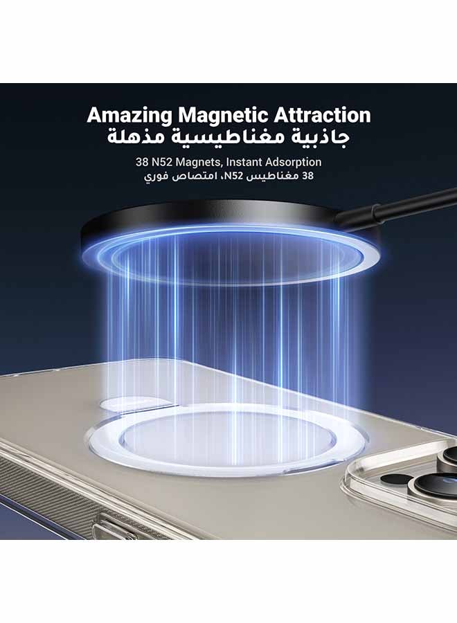 يو جرين جراب أيفون 15 برو ماج سيف مع حامل, حماية من السقوط من الدرجة العسكرية, شفافة كريستالية مضادة للاصفرار, مناسبة لأي لون أيفون, حافظة حماية كاملة مغناطيسية رفيعة لهاتف أيفون 15 برو 6.1 بوصة - Image 4