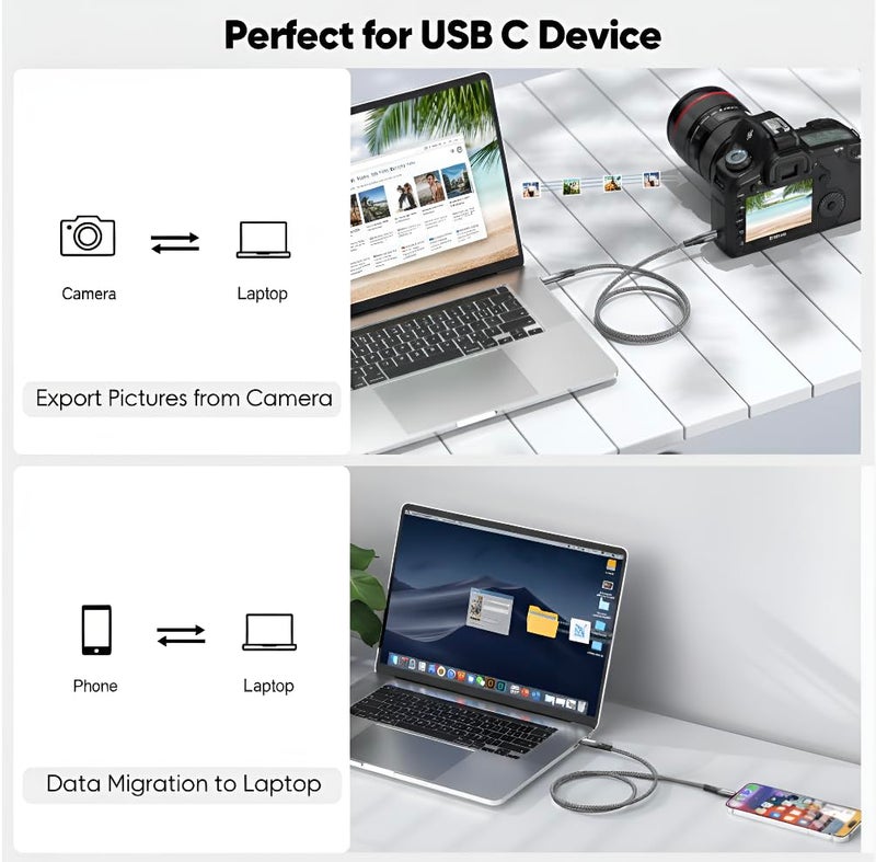 VIHOMI 240W Thunderbolt 4 / USB4 Type-C to Type-C Ultra HD Display Cable (1M) – 40Gbps Data Transfer, 8K@60Hz Display, Fast Charging Power Display Cable for MacBook, iPhone, Laptop, Tablet & eGPU - Image 3