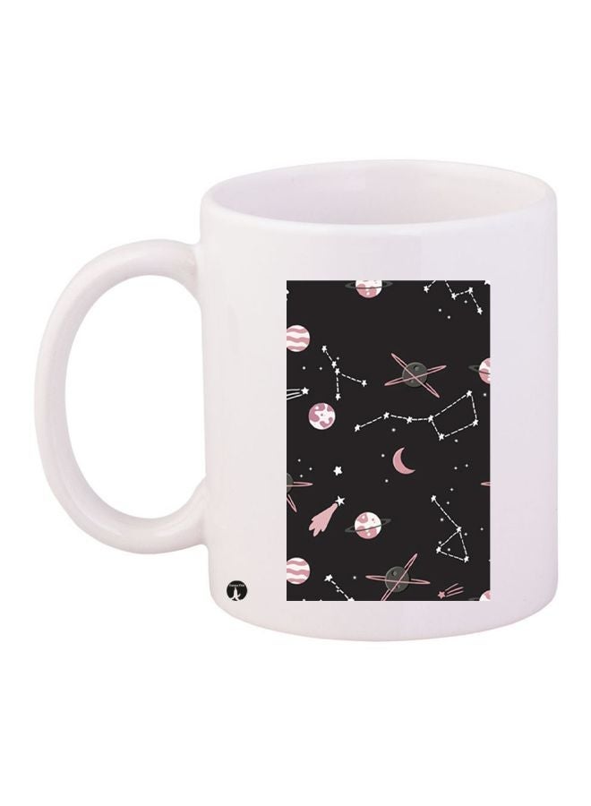 RYN Space Printed Coffee Mug White/Black/Pink 11ounce