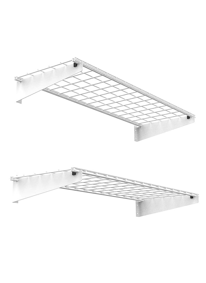 Wallmaster Wallmaster 2Pack 15x45 Heavy Duty Garage Wall Shelving 45inchby15inch Wall Mount Garage Storage Rack Floating Shelves Max Load 400lb White 