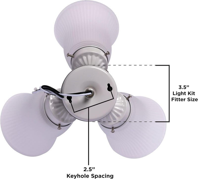 Westinghouse 77847 3LGT WHT Fros 3 Frosted Ribbed Glass Ceiling Fan Light Kit No Size WHITE - Image 2