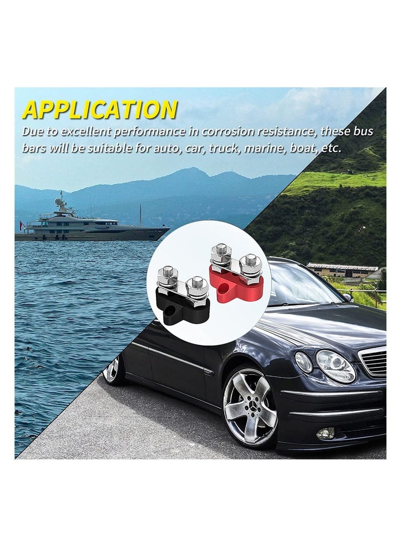 Excefore Power Distribution Terminal Block Connect Bus Bar with 4 Mount Screw 5/16inch M8 Dual Terminal Studs 48V Positive and Negative Ground Insulated Terminal Post for Truck Car RV Boat - Image 2