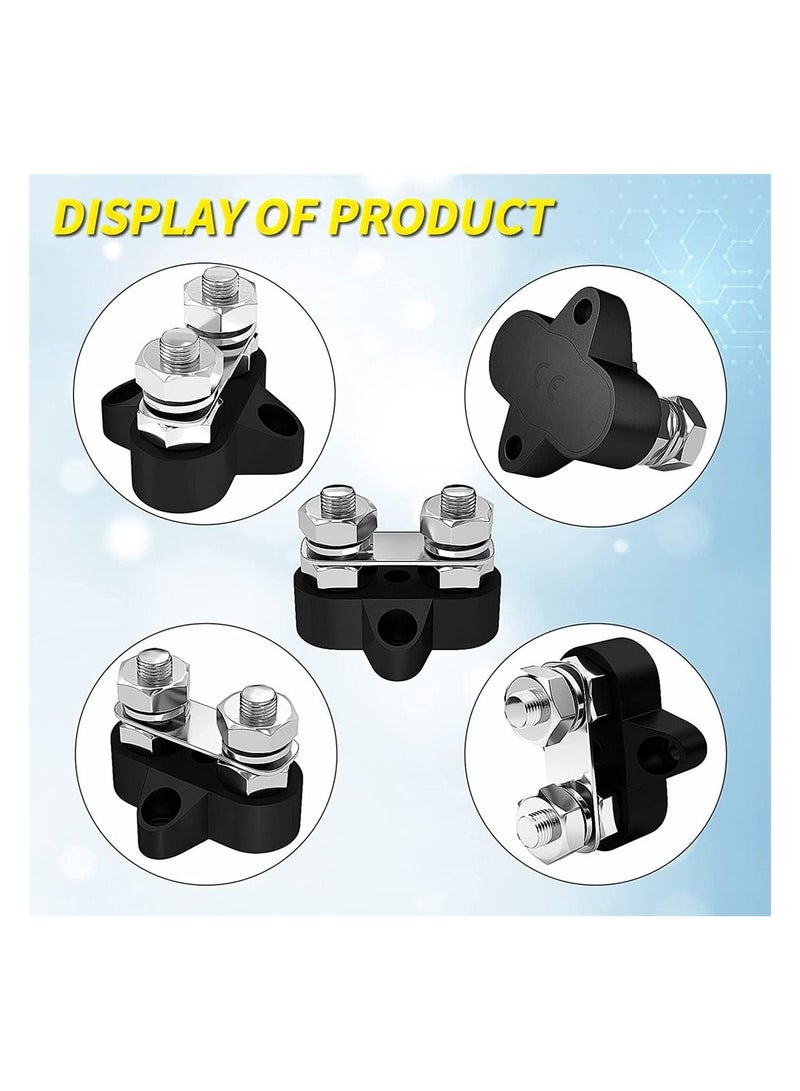 Excefore Power Distribution Terminal Block Connect Bus Bar with 4 Mount Screw 5/16inch M8 Dual Terminal Studs 48V Positive and Negative Ground Insulated Terminal Post for Truck Car RV Boat - Image 5