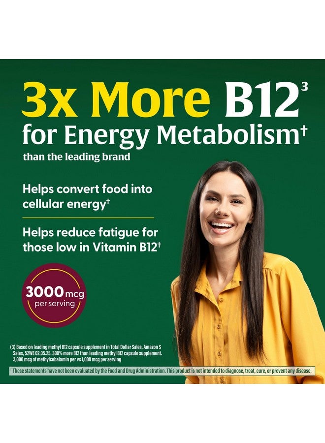 MegaFood Extra Strength Methyl B12 Vitamins, Bioavailable Vitamin B12 3000mcg Per Serving, Supports Energy Metabolism & Nervous System Health, Beet Root, Vegan, Gluten Free, 90 Capsules, 90 Servings - Image 3