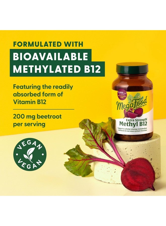 MegaFood Extra Strength Methyl B12 Vitamins, Bioavailable Vitamin B12 3000mcg Per Serving, Supports Energy Metabolism & Nervous System Health, Beet Root, Vegan, Gluten Free, 90 Capsules, 90 Servings - Image 5