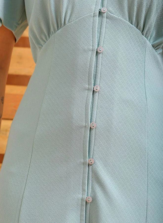 Freehand  Women Fit and Flared Solid V-Neck Short Sleeve Shirt Dress for Women | Best Price UAE