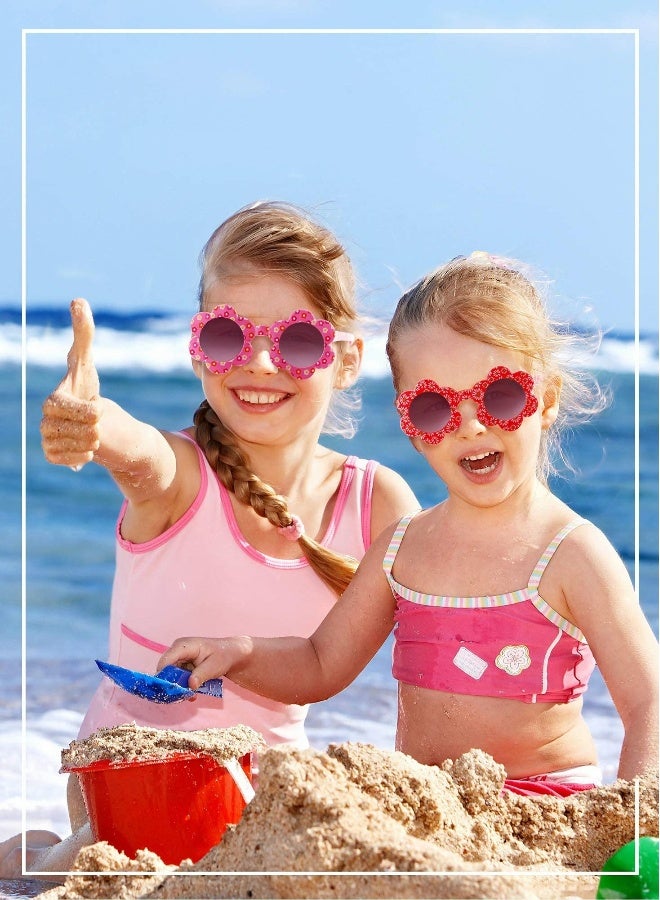 lovely Flower Kids Sunglasses Set for Toddler Boys and Girls - Round Shape, Colorful, Party Accessory for Travel, Outdoor Photography (6 Pack)