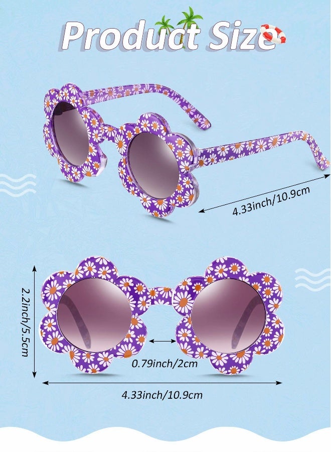 lovely Flower Kids Sunglasses Set for Toddler Boys and Girls - Round Shape, Colorful, Party Accessory for Travel, Outdoor Photography (6 Pack)