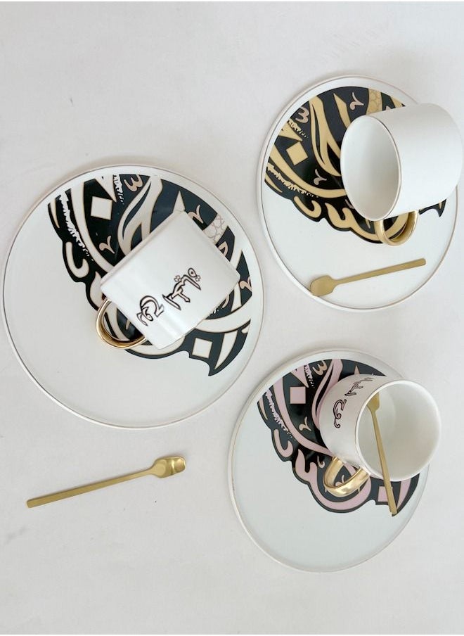XIANGYU 9-Piece Luxury Breakfast Ceramic Coffee Cup And Saucer With Spoon  - Image 3