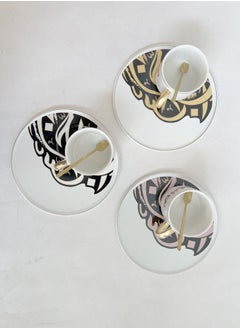 XIANGYU 9-Piece Luxury Breakfast Ceramic Coffee Cup And Saucer With Spoon  - Image 4