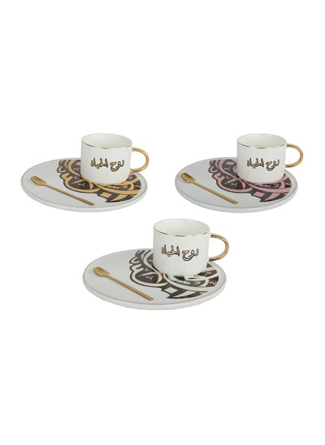 XIANGYU 9-Piece Luxury Breakfast Ceramic Coffee Cup And Saucer With Spoon  - Image 1