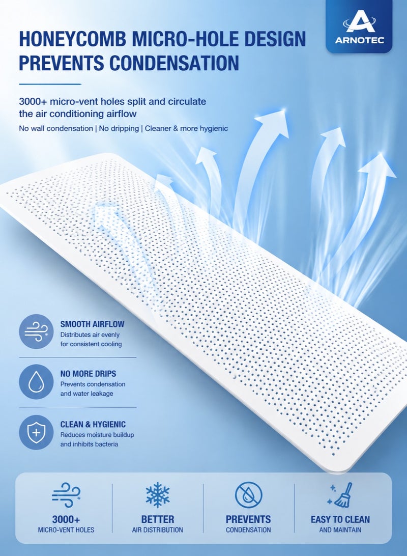 ARNOTEC Central AC Wind Deflector for Ceiling Cassette Air Conditioner, 180° Adjustable Airflow Guide Plate, No Drilling Installation, Universal Cooling Air Direction Panel, Single Pack - Image 5