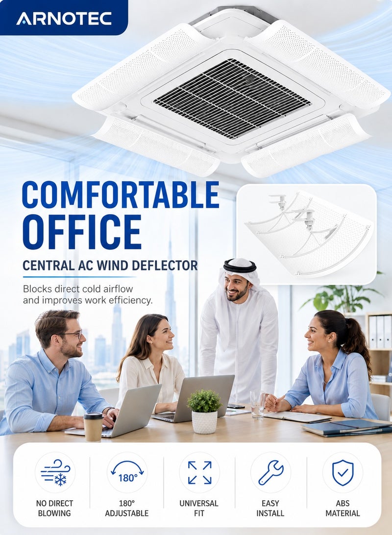ARNOTEC Central AC Wind Deflector for Ceiling Cassette Air Conditioner, 180° Adjustable Airflow Guide Plate, No Drilling Installation, Universal Cooling Air Direction Panel, Single Pack - Image 1