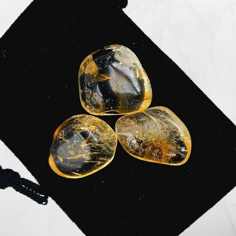 ZATNY Natural Tumbled Citrine Crystal Stones - 3 Pieces 0.5''-1'' Gemstone for Healing, Anxiety, Wealth, Money, Abundance, Success, Prosperity - Chakra - Reiki - Citrine Crystal Stone - Tumbled Stones - Image 1