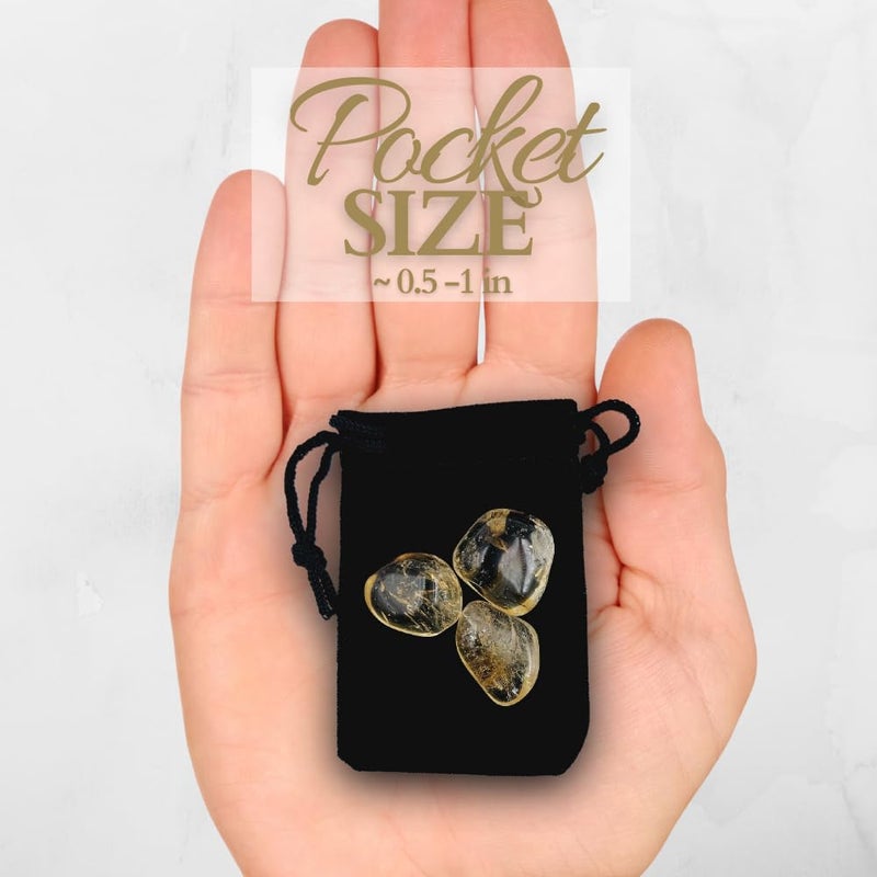 ZATNY Natural Tumbled Citrine Crystal Stones - 3 Pieces 0.5''-1'' Gemstone for Healing, Anxiety, Wealth, Money, Abundance, Success, Prosperity - Chakra - Reiki - Citrine Crystal Stone - Tumbled Stones - Image 3