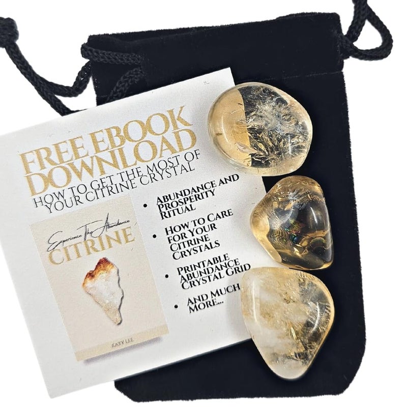 ZATNY Natural Tumbled Citrine Crystal Stones - 3 Pieces 0.5''-1'' Gemstone for Healing, Anxiety, Wealth, Money, Abundance, Success, Prosperity - Chakra - Reiki - Citrine Crystal Stone - Tumbled Stones - Image 2