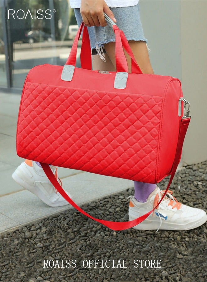 roaiss Quilted Travel Duffel Bag Large Capacity Lightweight Waterproof Oxford Fabric Multipurpose Shoulder Luggage Bag for Fitness Sports Training Trip for Women  - Image 1
