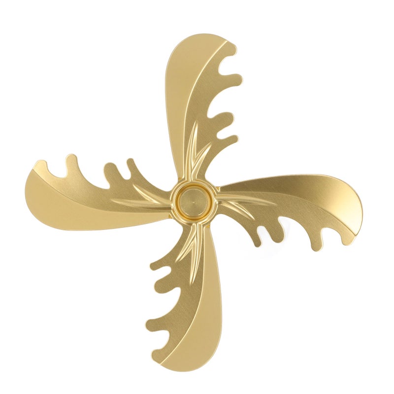 4 Blades Fireplace Fan Aluminum Alloy Home Wood Stove Fan Blade 180mm Diameter Christmas Deer Style Gold - Image 3